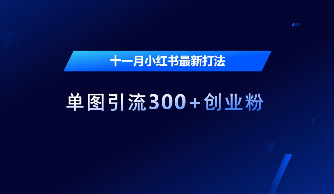 十一月，小红书最新打法，单图引流300+创业粉-星璨学社