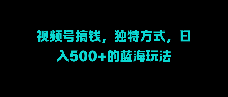 视频号搞钱，独特方式，日入500+的蓝海玩法-星璨学社