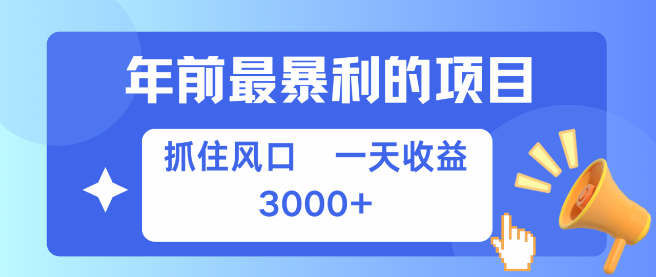 年前最赚钱的项目之一，可以过个肥年-星璨学社