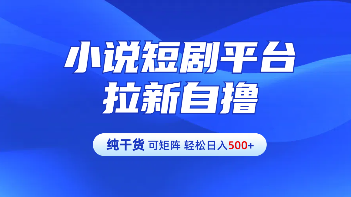 【纯干货】小说短剧平台拉新自撸玩法详解-单人轻松日入500+-星璨学社