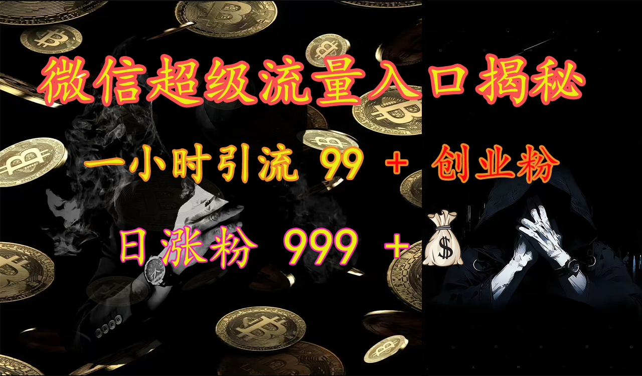 微信超级流量入口揭秘：一小时引流 99 + 创业粉，日涨粉 999 +【揭秘】-星璨学社