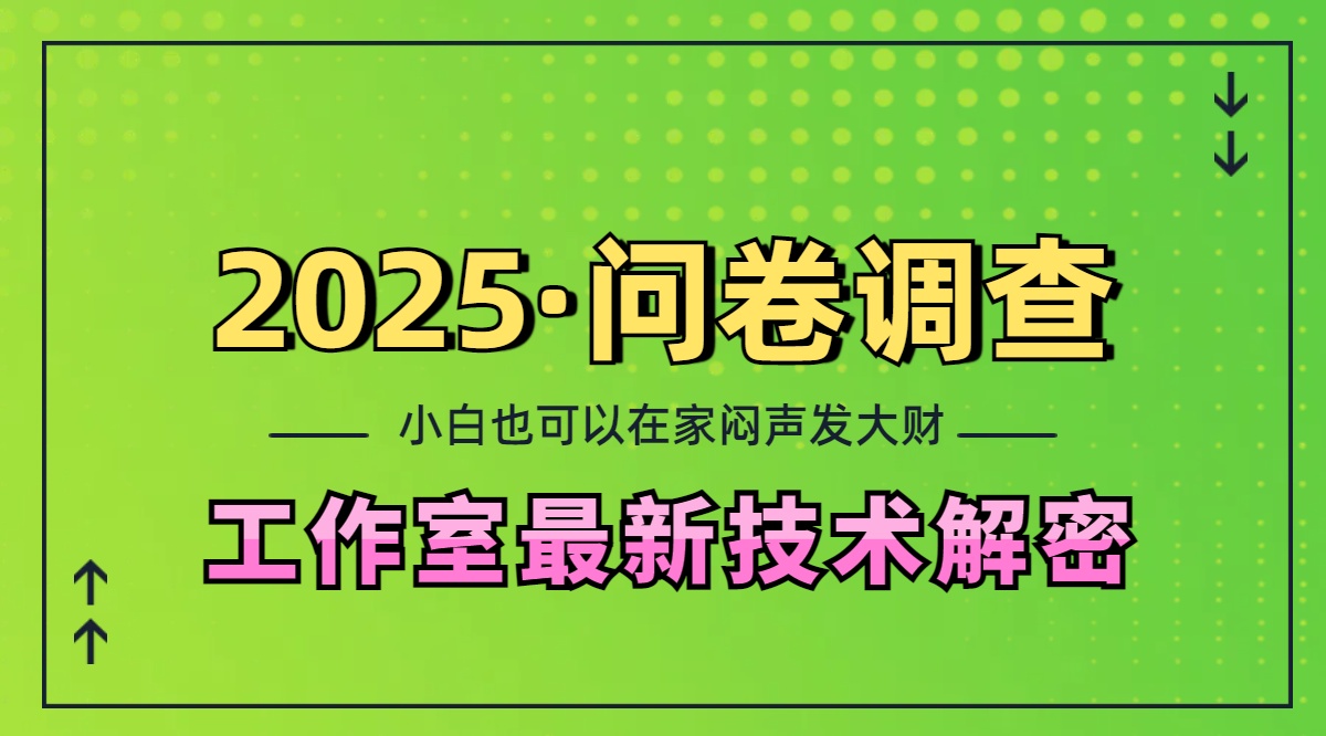 2025《问卷调查》最新工作室技术解密：一个人在家也可以闷声发大财，小白一天200+，可矩阵放大-星璨学社