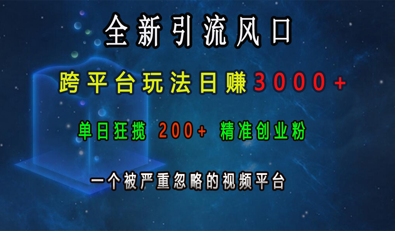 全新引流风口，跨平台玩法日赚3000+，单日狂揽200+精准创业粉，一个被严重忽略的视频平台-星璨学社