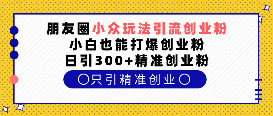 朋友圈小众玩法引流创业粉，小白也能打爆创业粉，日引300+精准创业粉-星璨学社