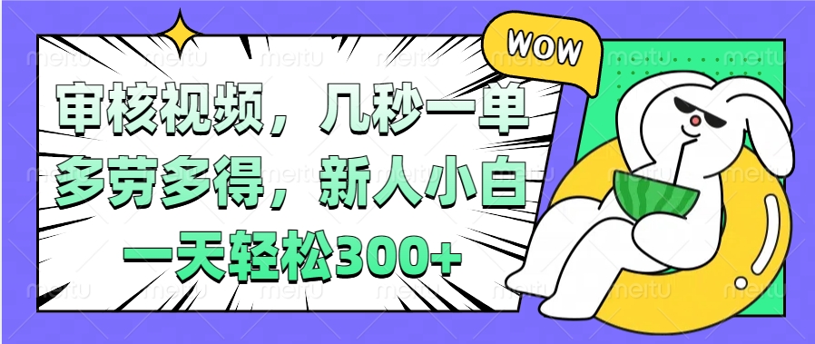 视频审核项目，几秒一单，多劳多得，新人小白一天轻松300+-星璨学社