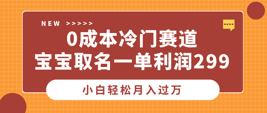 0成本冷门赛道，宝宝取名一单利润299，小白轻松月入过万-星璨学社