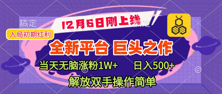 全新引流平台，巨头之作，当天无脑涨粉1W+，日入现500+，解放双手操作简单-星璨学社