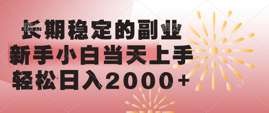 长期稳定的副业，轻松日入2000+新手小白当天上手，-星璨学社