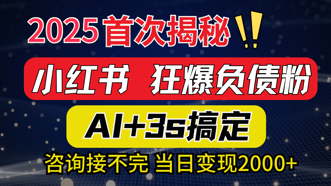 2025引流天花板：最新小红书狂暴负债粉思路，咨询接不断，当日入2000+-星璨学社