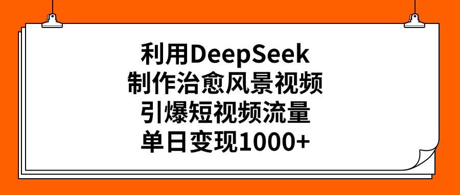 利用DeepSeek制作治愈风景视频，引爆短视频流量，单日变现1000+-星璨学社