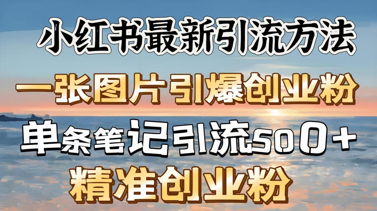 红书最新引流方法，一张图片引爆创业粉，单条笔记引流500＋精准创业粉-星璨学社