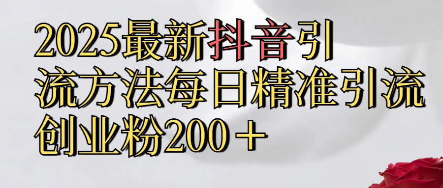 2025最新,抖音引流,方法每日精准引流创业粉300＋-星璨学社