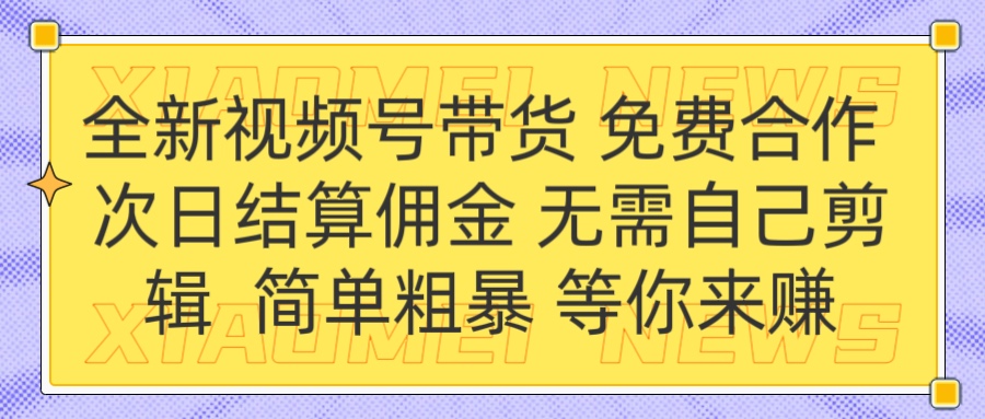 全新视频号 免费合作 佣金次日结算 无需自己剪辑-星璨学社