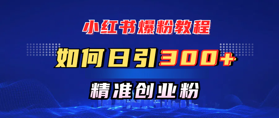 小红书爆粉教程，如何日引300+创业粉，快速实现精准变现！-星璨学社
