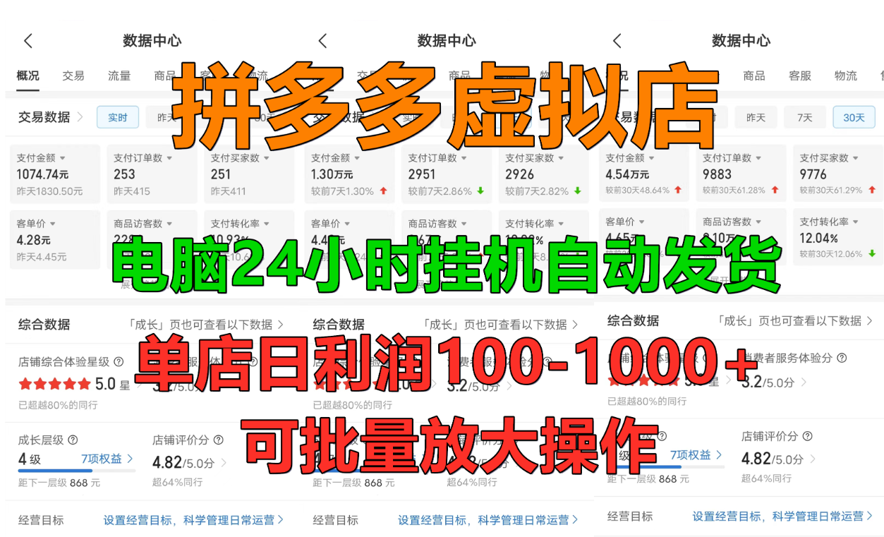 图片[1]-拼多多虚拟店，单店日利润100-1000+，挂机全自动发货，长久稳定新手首选项目，可批量放大操作-星璨学社