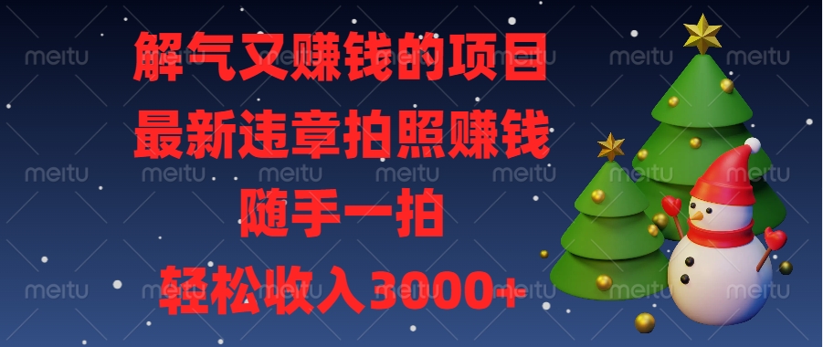 解气又赚钱的项目，最新违章拍照赚钱，随手一拍，轻松收入3000+-星璨学社