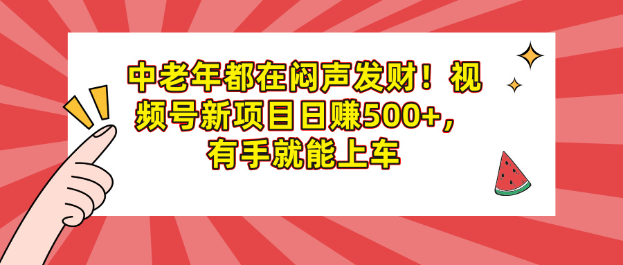 中老年都在闷声发财！视频号新项目日赚500+，有手就能上车-星璨学社