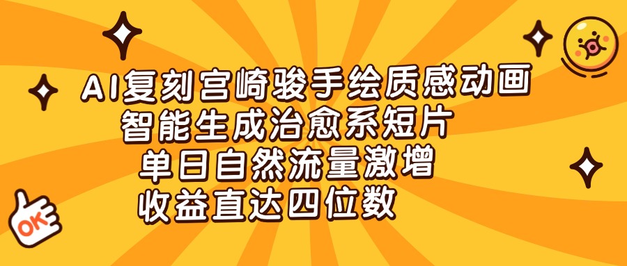 AI复刻宫崎骏手绘质感动画，智能生成治愈系短片，单日自然流量激增，收益直达四位数-星璨学社
