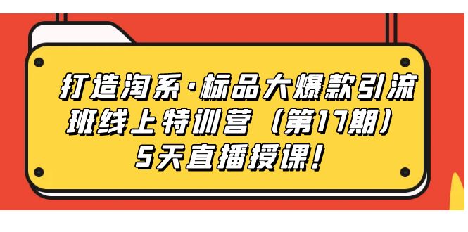 打造淘系·标品大爆款引流班线上特训营5天直播授课！-星璨学社