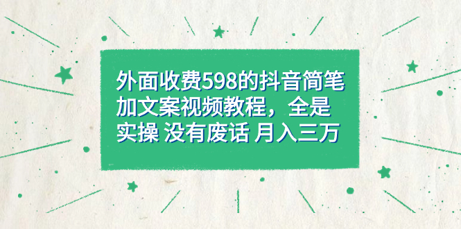 外面收费598抖音简笔加文案教程，全是实操 没有废话 月入三万（教程 资料）-星璨学社