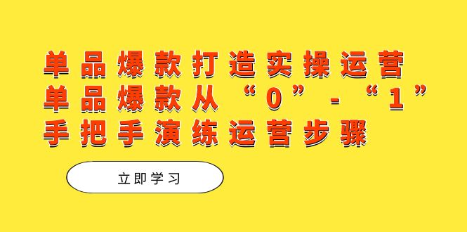 单品爆款打造实操运营，单品爆款从“0”-“1”手把手演练运营步骤-星璨学社