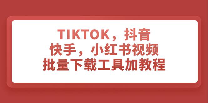 TIKTOK，抖音，快手，小红书视频批量下载工具加教程-星璨学社