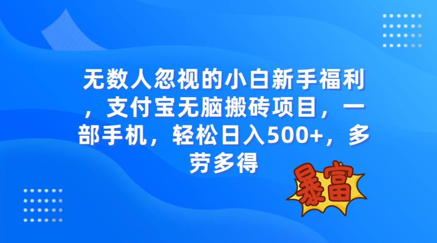 无数人忽视的项目，支付宝无脑搬砖项目，一部手机即可操作，轻松日入500-星璨学社