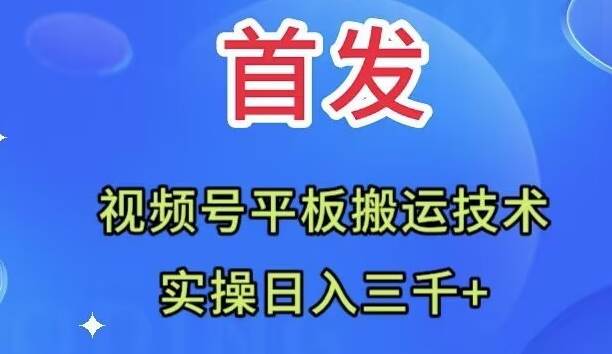 全网首发：视频号平板搬运技术，实操日入三千＋-星璨学社