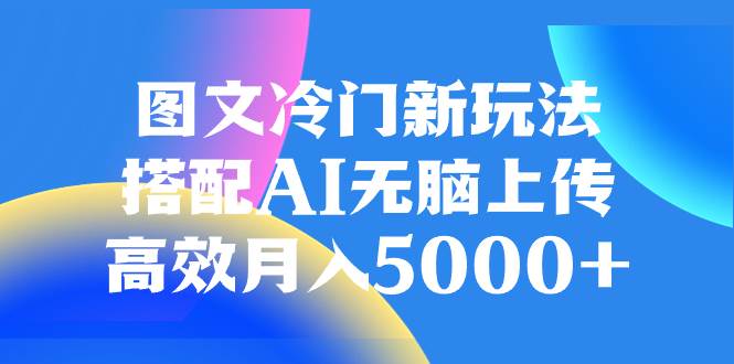 图文冷门新玩法，搭配AI无脑上传，高效月入5000-星璨学社