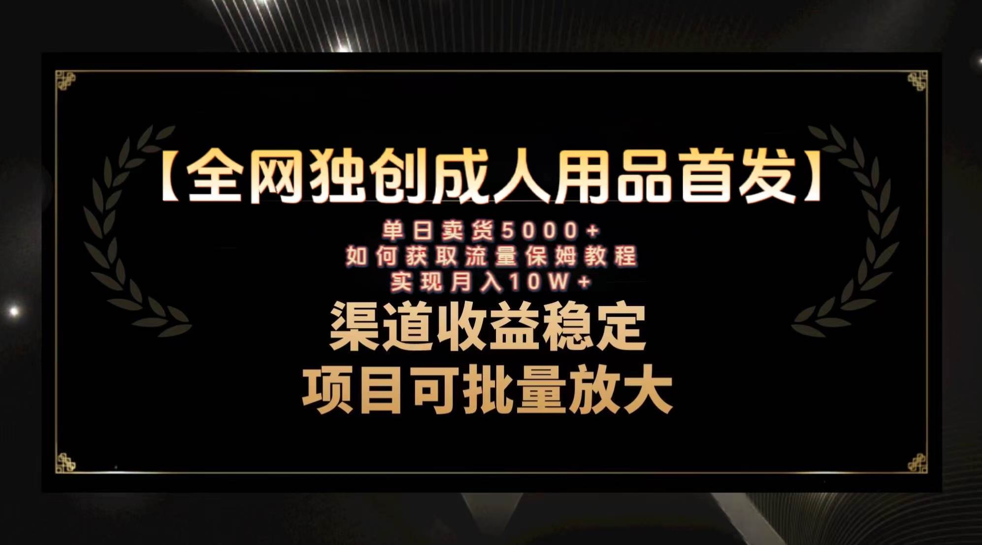 最新全网独创首发，成人用品赛道引流获客，月入10w保姆级教程-星璨学社
