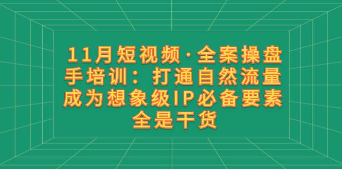 11月短视频·全案操盘手培训：打通自然流量 成为想象级IP必备要素 全是干货-星璨学社