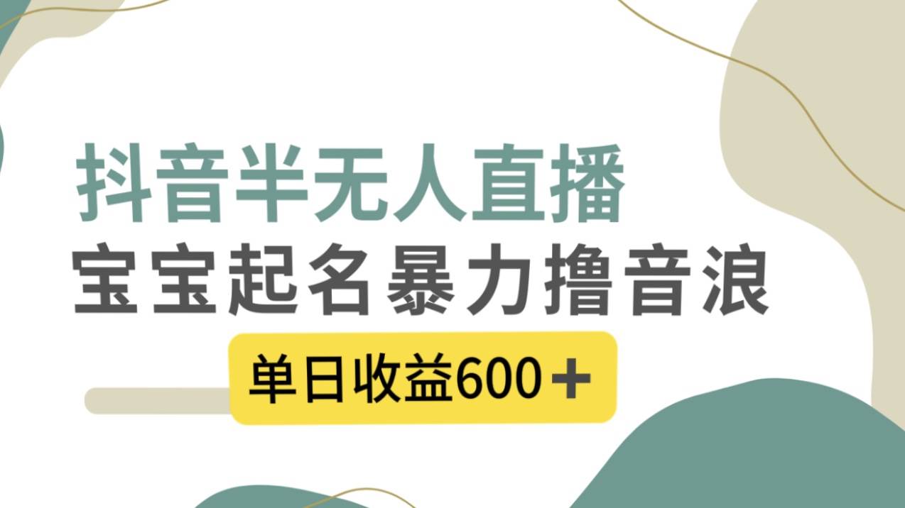 抖音半无人直播，宝宝起名，暴力撸音浪，单日收益600-星璨学社