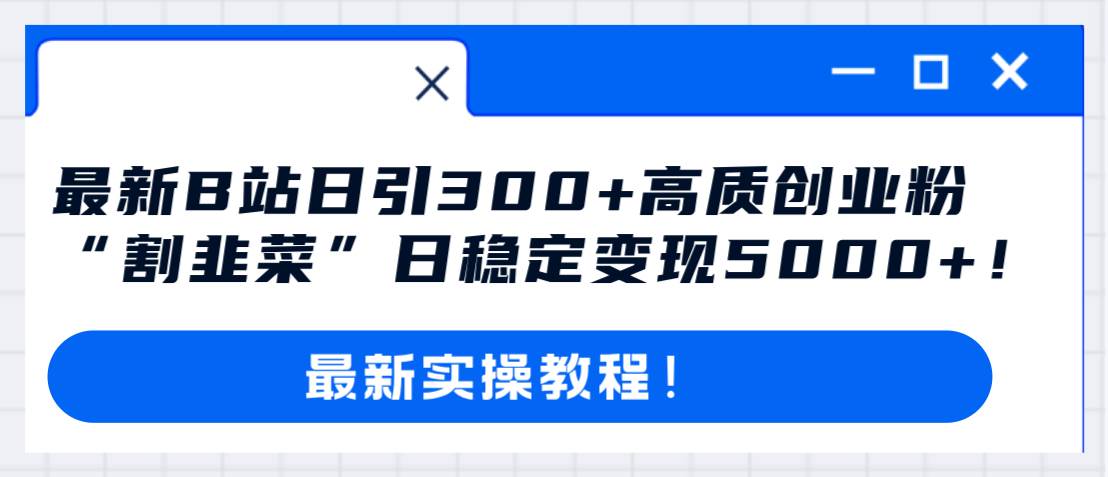 最新B站日引300 高质创业粉教程！“割韭菜”日稳定变现5000 ！-星璨学社