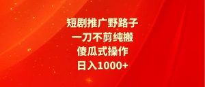 短剧推广野路子，一刀不剪纯搬运，傻瓜式操作，日入1000+-星璨学社