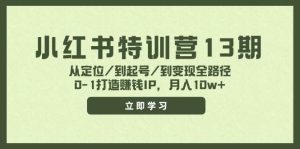 小红书特训营13期，从定位/到起号/到变现全路径，0-1打造赚钱IP，月入10w+-星璨学社