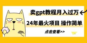 24年最火项目，卖gpt教程月入过万，操作简单-星璨学社