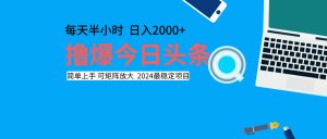 撸爆今日头条，每天半小时，简单上手，日入2000+-星璨学社