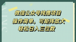 微信公众号纯撸项目，操作简单，可矩阵放大，轻松日入三位数-星璨学社