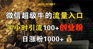 微信超级牛的流量入口，半小时引流100+创业粉，日涨粉1000+-星璨学社