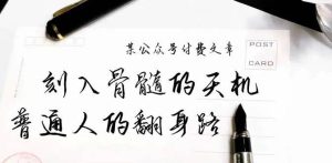 某公众号付费文章：刻入骨髓的天机，揭露“普通人的翻身路” 这件通天大事-星璨学社