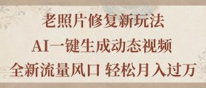 老照片修复新玩法，老照片AI一键生成动态视频 全新流量风口 轻松月入过万-星璨学社