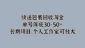 快递包裹回收淘金，单号保底30-50+，长期项目！个人工作室可放大-星璨学社