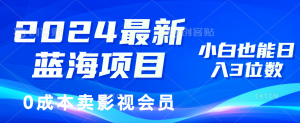 0成本卖影视会员，2024最新蓝海项目，小白也能日入3位数-星璨学社