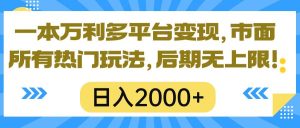 一本万利多平台变现，市面所有热门玩法，日入2000+，后期无上限！-星璨学社