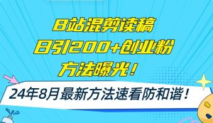 B站混剪读稿日引200+创业粉方法4.0曝光,24年8月最新方法Ai一键操作 速...-星璨学社