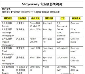 Midjourney关键词-解锁AI绘画专业级人工智能摄影关键词表-星璨学社
