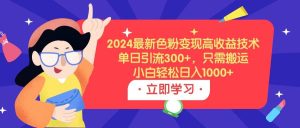 2024最新色粉变现高收益技术，单日引流300+，只需搬运，小白轻松日入1000+-星璨学社