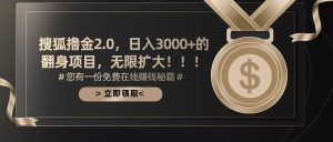 搜狐撸金2.0日入3000+，可无限扩大的翻身项目-星璨学社