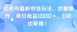 视频号最新带货玩法，流量爆炸，单日收益1000＋，0粉也能做！-星璨学社