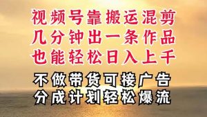 深层揭秘视频号项目，是如何靠搬运混剪做到日入过千上万的，带你轻松爆...-星璨学社